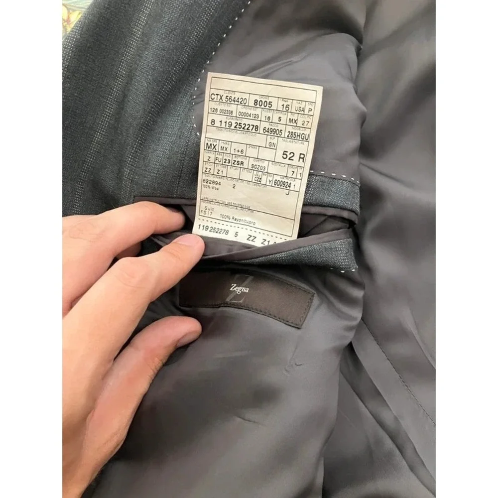 VTG Ermengildo Zegna 52R Plaid Striped Grey Blazer Mexico Rayon Mafia Mobster